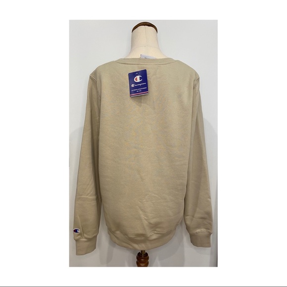Women’s Champion script crew jumper light taupe size L pullover Cotton polyester - Picture 4 of 7